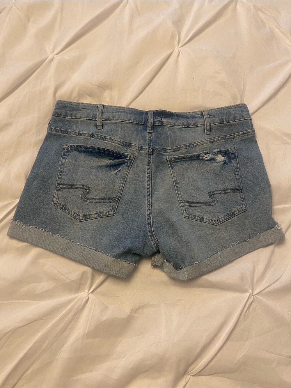 Silver Denim Distressed Jean Shorts - Picture 5 of 7